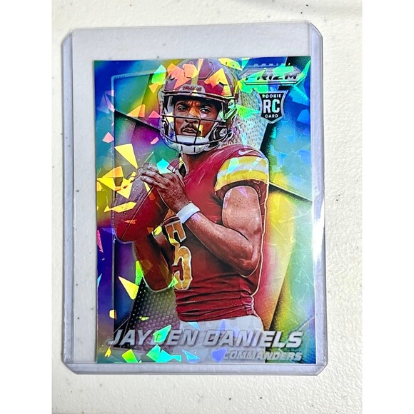 Jayden Daniels Prizm Rookie Custom Cracked Ice Holographic Card Commanders RC - Picture 3 of 3